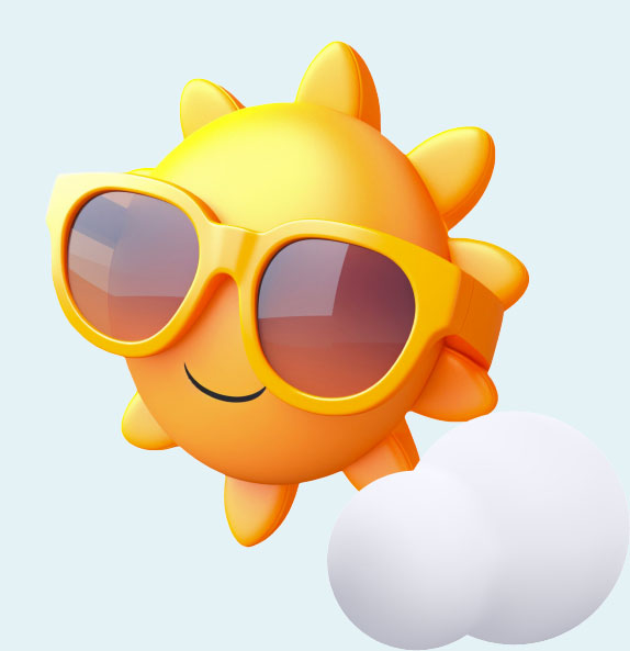 Web4all - солнце с улыбкой в 3D в солнцезащитных очках